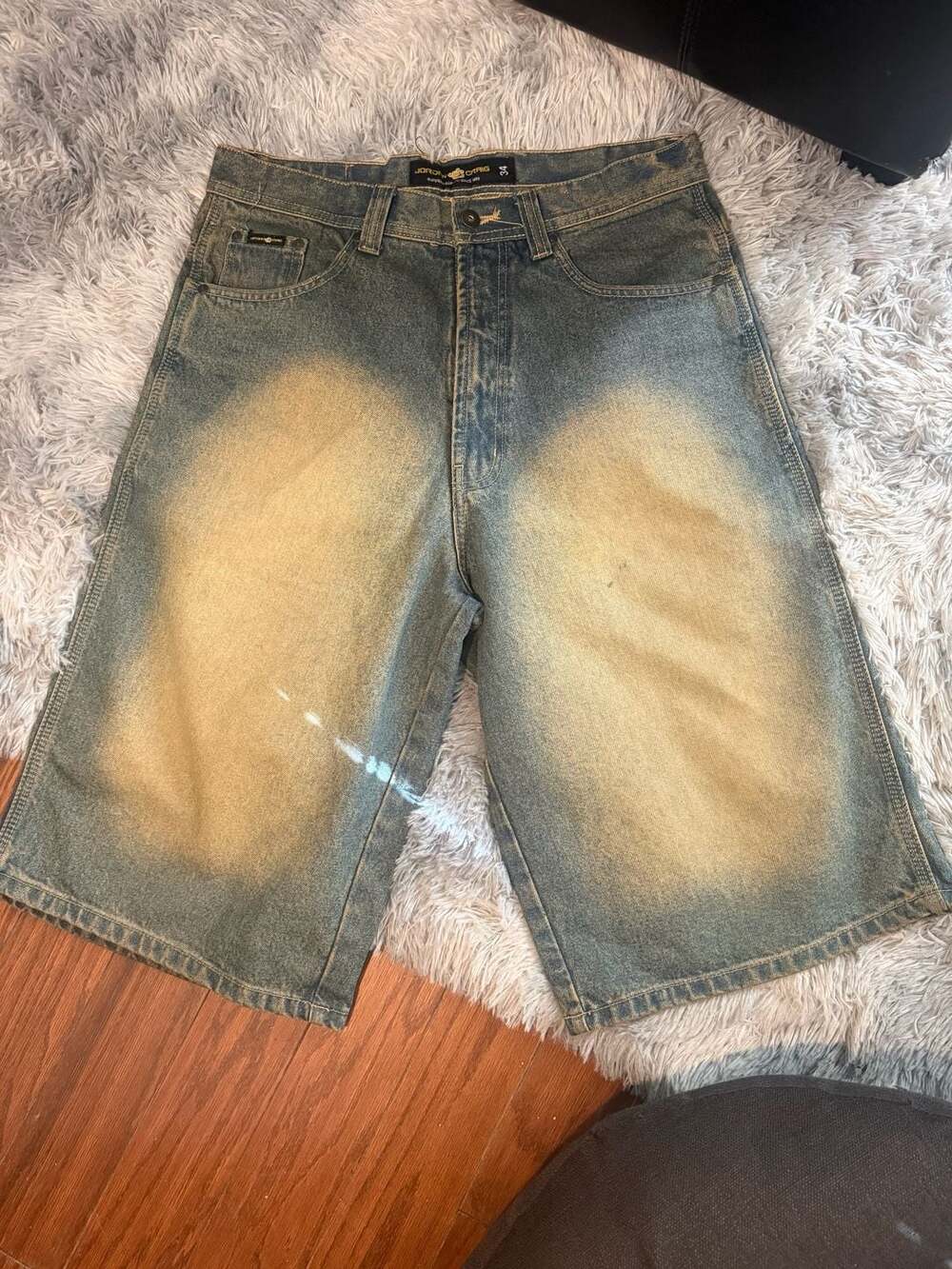 Jordan Craig Distressed Light Blue Denim Jean Shorts Size 34